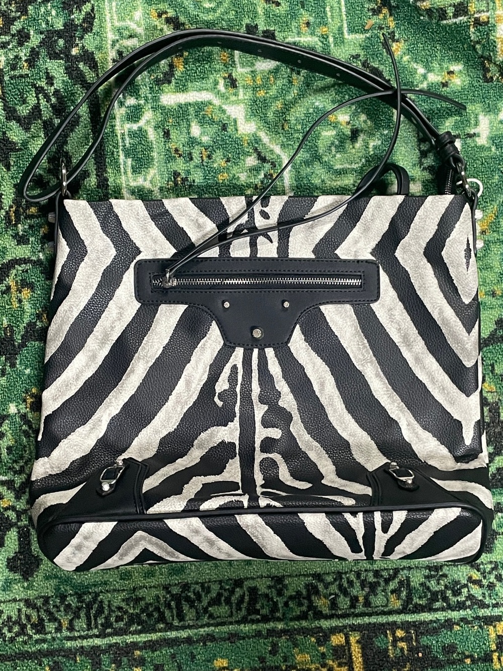 Zebra Print Black & White Crossbody Tote